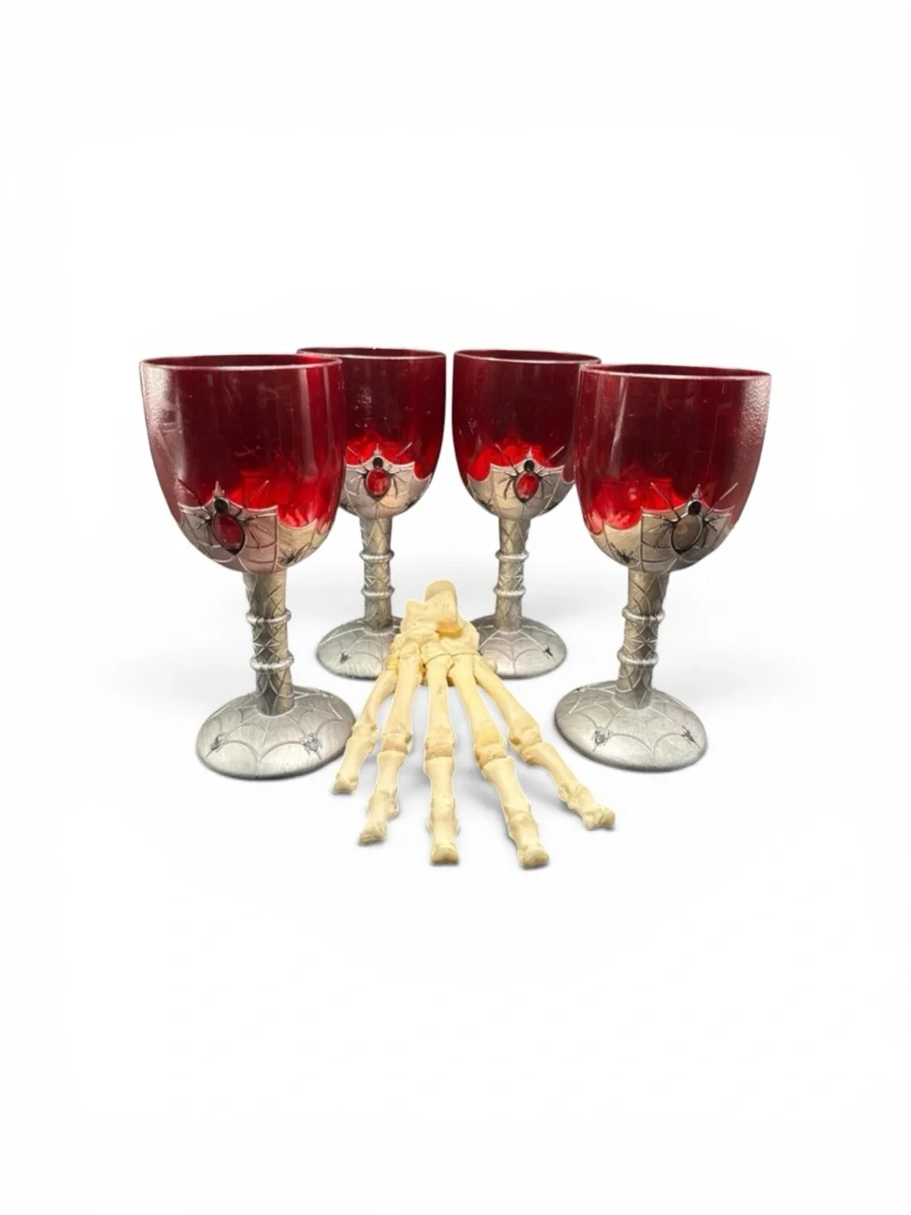 Vintage 2006 Pamson Plastic Halloween Spider Gem Gothic Novelty Goblets set of 4